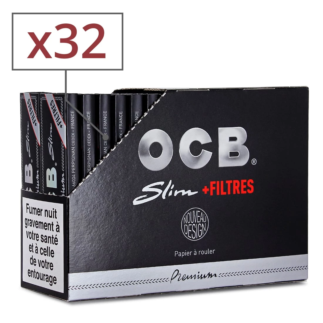 OCB noir slim cartonnés  X32